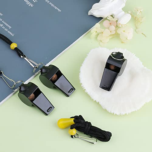 Silbatos deportivos metálicos 3 pcs con cordón negro miniatura 4