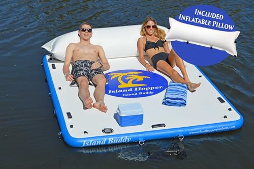 Island Hopper Island Buddy 8 Foot Inflatable Swimming Water Platform (Island Buddy 8' with Inflatable Pillow)