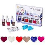 Bluesky Set di smalti per unghie per bambini, set invernale rosa, blu, rosso, oro, argento, glitter, facili da staccare, atossici, a base d'acqua, inodore, set regalo, 6 x 5 ml, con adesivi e fiocco immagine