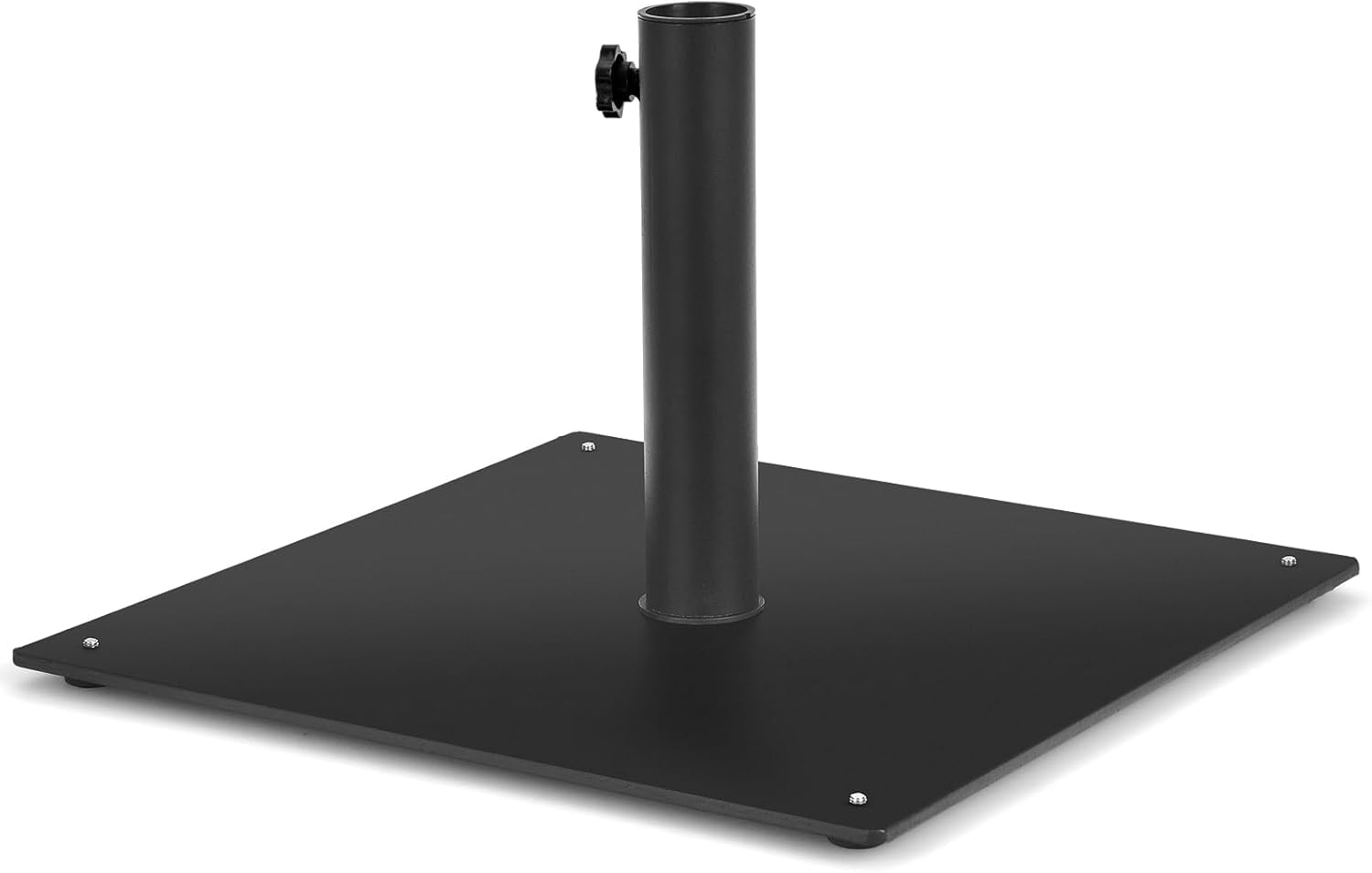 GOPLUS Pied de Parasol en Métal Robuste, Support de Parasol Carré avec Bouton Rotatif, Convient pour Mâts Φ 41/49 MM, pour Jardin, Terrasse, Plage (Noir)