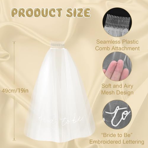Image of Iridescent Bride to Be Sash & White Embroidery Veil for Bachelorette Party