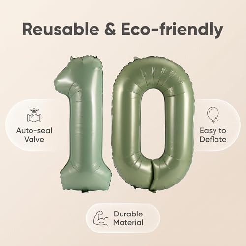 Image of YPSelected 32 Inch Large Foil Helium Number Balloon Birthday Wedding Party 0-9 (Olive Green, 0)