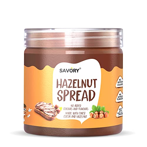 Image of Savory Hazelnut Spread | Made with Finest Cocoa & Hazelnut | No Added Colour & Flavour | Ready to Eat | Rich in Nutrients | Smooth & Delicious Chocolate Spread | (400g)