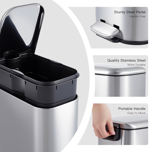 Papelera delgada GarveeTech 12 litros acero inox. miniatura 3