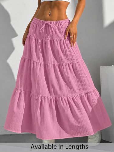 Image of Jawdrobe Women's Georgette Ruffle Hem Long Flared Skirt Lightweight Soft Fabric| High-Waisted Ruffled Maxi Plain and Pleated Skirt