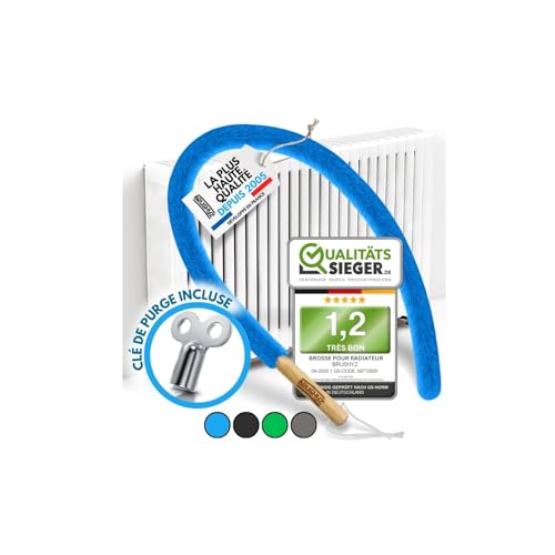 BRUSHYZ Brosse Radiateur Longue 115cm, Housse Flexible et Lavable, Bleu