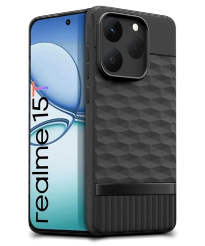 Image of WOW IMAGINE Back Cover for Realme 15T 5G | Realme Narzo 90 5G with Hexa Cube Design | Ultra Soft Rubberised Case | Inner Velvet Fabric | Matte Silicone Flexible Mobile Case | Camera Protection - Black