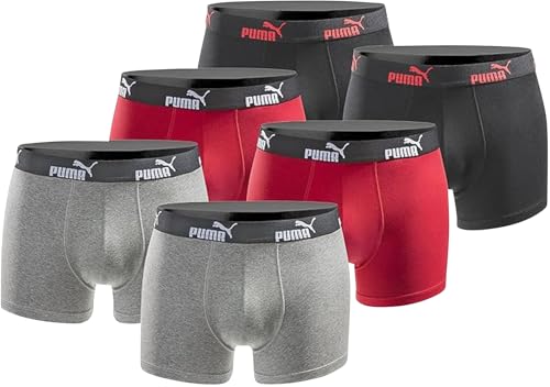 PUMA Calzoncillos tipo bóxer para hombre, 6 unidades, edición limitada, color negro, New Black Red, M