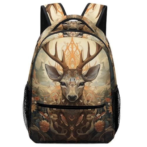Sac à dos cerf d'art pour école primaire et maternelle unique