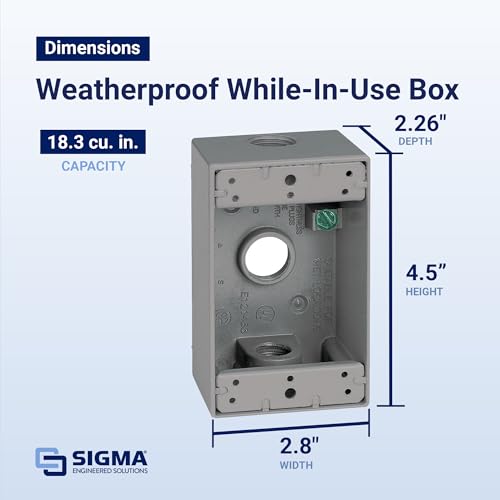 Sigma Electric 14250 Metal Electrical Outlet Box, Weatherproof thumb #3