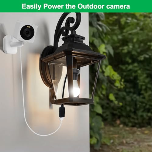 UYODM 2 Pack Lamp Socket Power Adapter for Wyze Cam v3/v4/v3 Pro/OG,Wyze Cam Pan v3, E26 Socket USB Adapter 5V 2A for Security Camera,LED Strips and Easy to Install(Black) by UYODM - Image 2