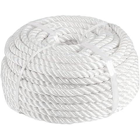 KOHAND 1/2 Inch 100 Ft White Polyester Rope, 3 Strand Braided Polyester Rope, Strong Pulling Rope for Marine, Commercial, DIY Crafts Cover