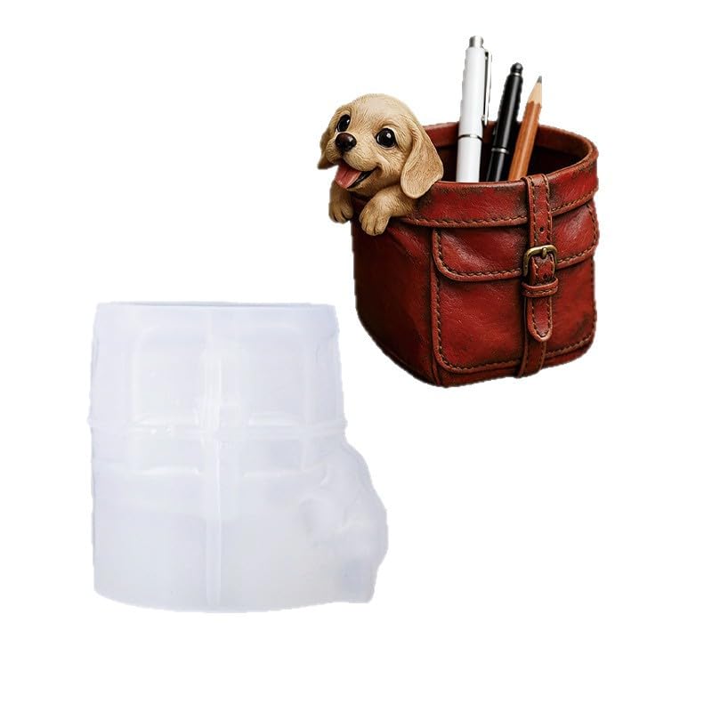 SNOOGG Puppy in Leather Bag Silicone Mold for Resin Casting | Dog Planter & Pen Holder 3D Mold for Eco Resin, Epoxy, Concrete Crafts | Heavy Duty Reusable Silicone Mould for Home Decor-picture-29