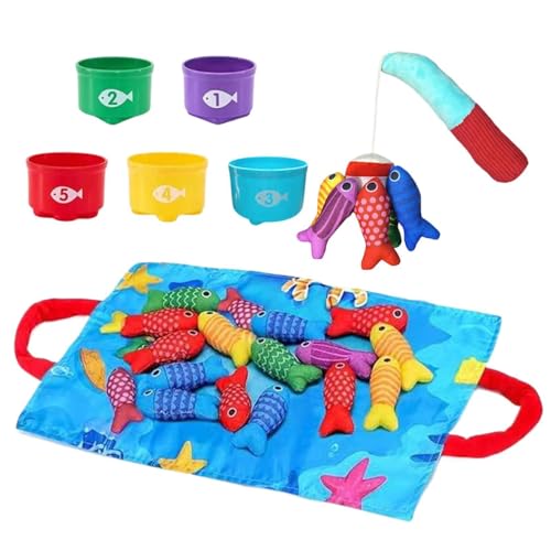 Jeu de pêche pour enfant 10 en 1 avec tasses empilables en tissu