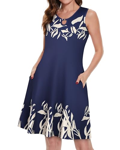 Image of Summer Dresses for Women 2026 Casual Sleeveless Sundress Floral Loose Fit Beach Cover Up with Pocket