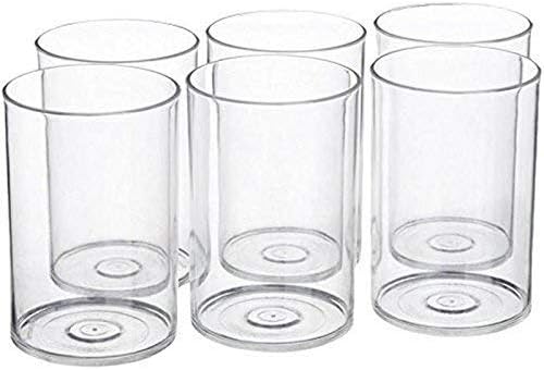NOVEL Multi Purpose Unbreakable Drinking Glass Set of 6 Pieces, ABS Poly Carbonate Plastic,300 ml Capacity Each, Clear Glass (Unbreakable)