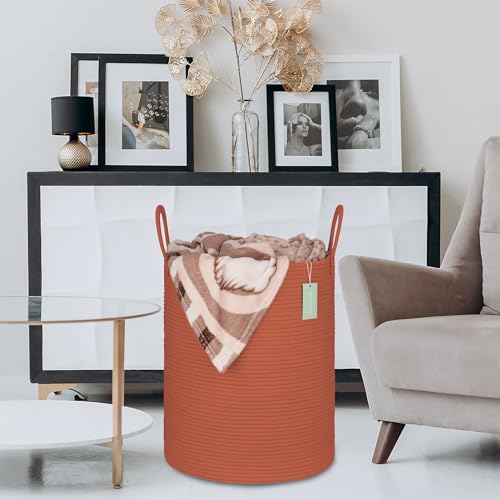 Image of Large Cotton Rope Laundry Hamper for Clothes 65L, Autumn Glaze