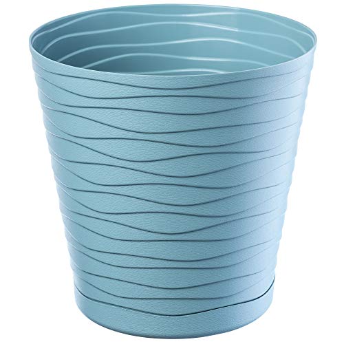 KADAX Pot de Fleurs en Plastique avec Soucoupe Incorporée, Pot de Plantes avec Conception Raffinée pour la Décoration d'Intérieur (30 cm, Turquoise)