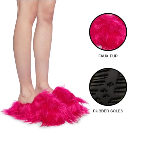 Dolls Kill Case Of The Grumpies Fuzzy Slides by Delia's - Faux Fur Slip-On With Rubber Soles, Perfect for Your Comfort3