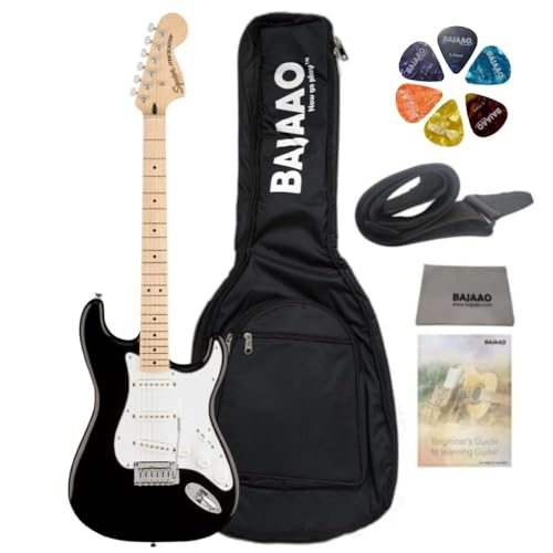 Image of Fender Squier Affinity Series Stratocaster Electric Guitar with Gig-Bag, Polishing Cloth, Strap, Picks & E-Book - Black