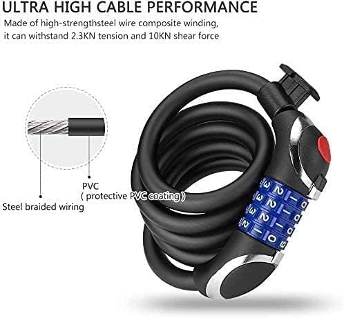 Bike Lock,Combination Lock Mountain Bike Steel Cable Lock with Night Light Lighting Mountain Bike Cable Lock Anti-Theft Lock
