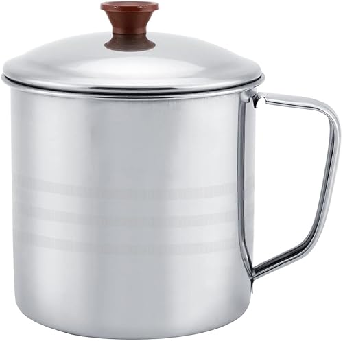 Taza de café de acero inoxidable con tapa, taza de sopa de café para campamento con asa, vasos de chupito de metal, taza de té, taza de té, ideal