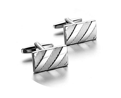 Mancuernillas para Hombre KnBoB Plata Diseño Rayas y Puntos