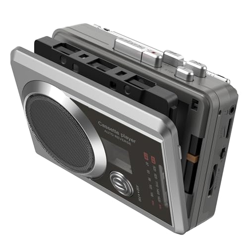 Tragbarer Kassettenrekorder-Player und AM/FM-Radio, kompakter Kassettenspieler mit 3,5-mm-Kopfhöreranschluss, integriertem Lautsprecher, batterie-/USB-betrieben