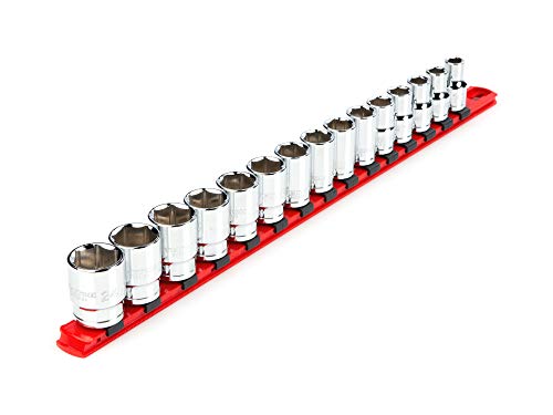TEKTON 1/2 Inch Drive Shallow 6-Point Socket Set with Rail, 15-Piece (10 - 24 mm) | SHD92102 by TEKTON - Used condition - US$49.08