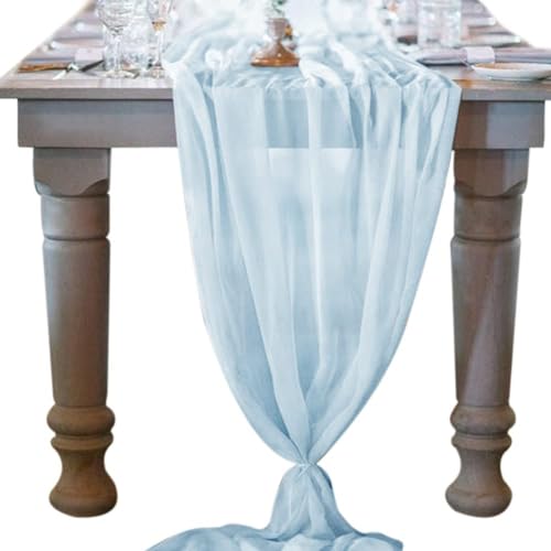 Table Runner-72*304cm (28*120inch) Chiffon Gauze Table Runner Extra Long