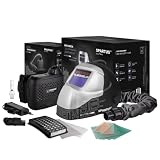 Casco da saldatura automatico con aspirazione e alimentazione d'aria fresca per saldatrice laser SPARTUS Ultra VX27, PAPR, maschera integrale DIN 4-12, EN 207, classe laser 4 Bestschweissen.de