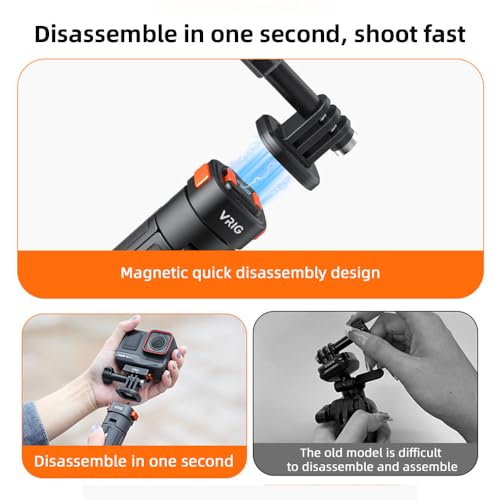 Soporte extensible HUIOP AC04 trípode palo selfie magnético compatible con Hero 12 3