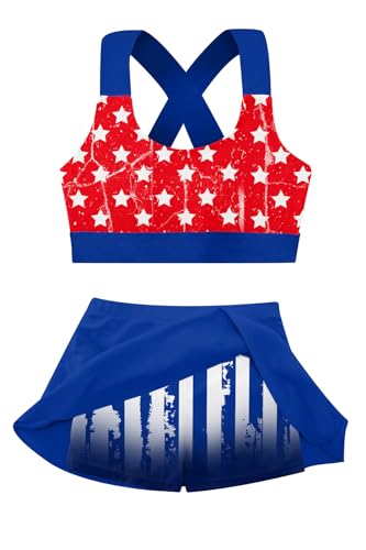 Image of Girls 2 Piece Tankini Swimsuit Summer Boyshort Bathing Suit with Beach Skirt Swimwear 5-16 Years