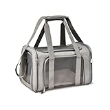 Miawouf Grand Sac Transport Chat, Sac Transport Chien, Caisse de Transport Chat avec Bandoulière Réglable, Matelas Chat et Petit Chien 51cm*33cm*33cm (Large), jusqu'à 8KG