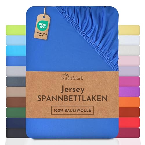 Blumtal Basics Jersey Spannbettlaken 90x200cm - Oeko-TEX Zertifiziert, 100% Baumwolle, bis 25cm Matratzenhöhe, Rot