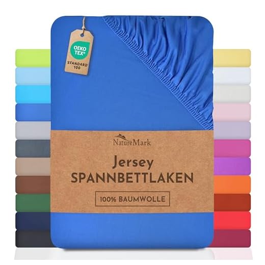 NatureMark Jersey Spannbettlaken, Spannbetttuch 100% Baumwolle in vielen Größen und Farben MARKENQUALITÄT ÖKOTEX Standard 100 | 140 x 200 cm - 160 x 200 cm - royal blau