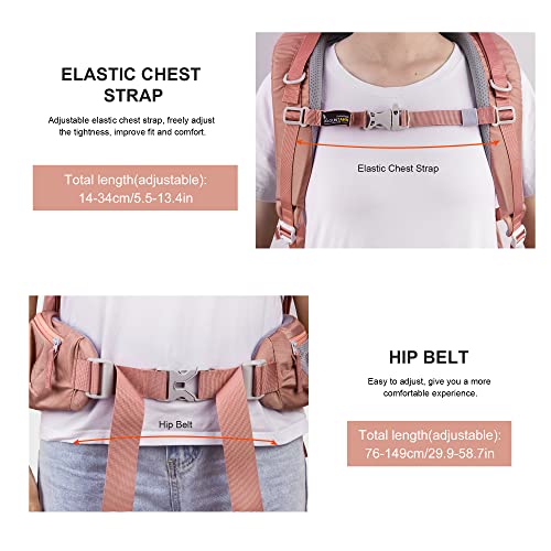 Mountaintop 60L Internal Frame Hiking Backpack For Women With Rain Cover For Camping Traveling Backpacking Pink #TOP3