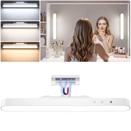 Luces de tocador recargables para espejo con ajuste de color y fijación magnética