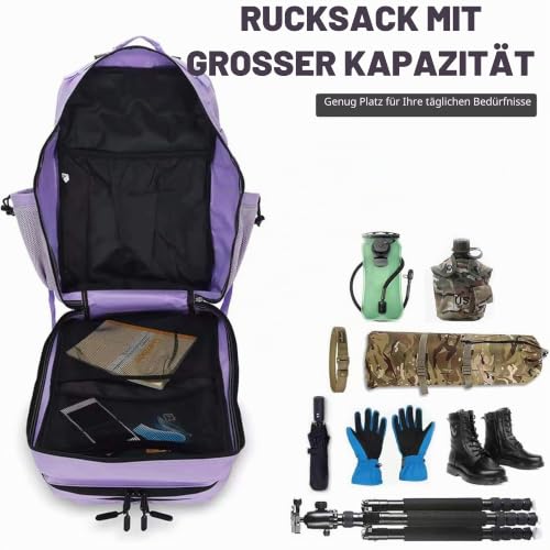 Lovelinks21 Taktisches Sturmgepäck, 45 l, 3-Tages-Militärgepäck mit Molle, wasserdichter Rucksack für taktische Rucksäcke, Helles Violett… – Ansicht 6