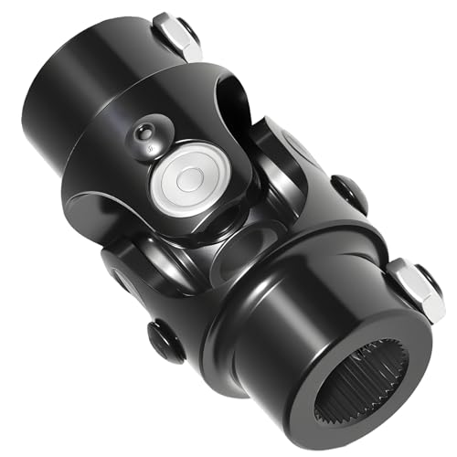3/4" Round x 3/4" -36 Spline Steering Universal Joint Single Steering Column Shaft U Joint,Total Length:83mm (3-1/4"), Black