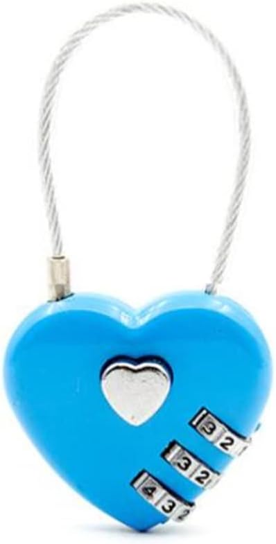 Zinc Alloy Wire Rope Password Lock Mini Love Heart Shape Password Padlock Travel Luggage Package Password Lock (Color : E) (Black)