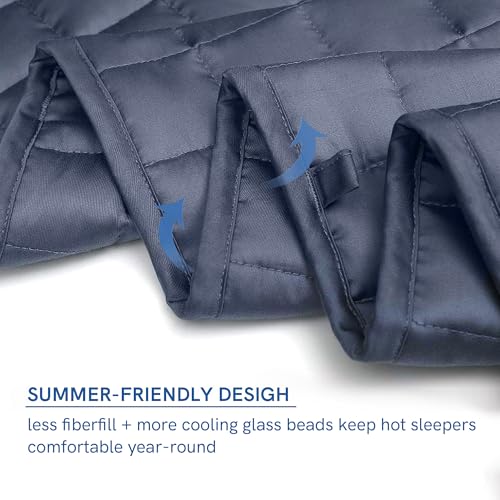 Image of YnM Cooling Weighted Blanket for Adults, 10lbs Heavy Bed Throw for One Person of 90lbs, Perfect for Hot Sleepers or Warm Climates with Rayon /Glass Beads(48x72 Inches,Twin /Full Bed, Blue Grey)