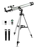 Refraktor Teleskop, Uong Professionelle 525X Astronomisches Teleskop Kinder Teleskop Fernrohr mit Stativ Lernspielzeug und Finderscope für Astronomie Anfänger Kinder Bildung und Geschenk