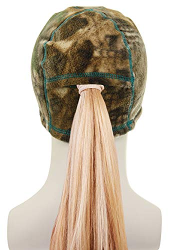 Zeek Outfitter - Realtree Camo Beanie with Ponytail Hole | Hunting Gear for Women Clothing | Realtree Hats for Women | Ladies Camo Hunting Clothes (Realtree Xtra/Teal)