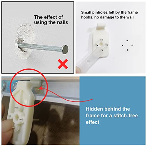 HLIWS Spurenlose Wandhaken,Unsichtbar Bild Kleiderbügel Halterungen-40 Stücke spurlose nägel,für Hängende Gemälde,Hochzeitsfotos,Spiegel,Uhren