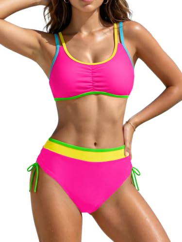 Bikini taille haute doté d'un haut push-up galbant et de liens réglables sur le côté