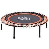 HOMCOM Trampolin für Kinder und Erwachsene, Gartentrampolin, Joga, 100 kg belastbar, Stahl, Schwarz, Ø101,6 x H25 cm
