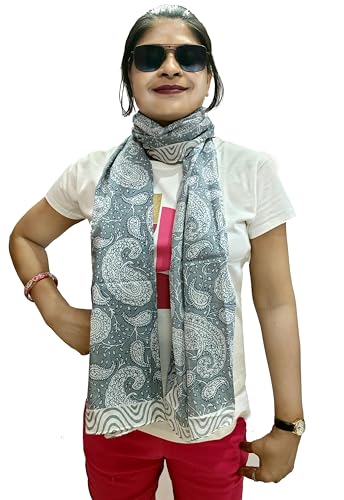 Rastogi Handicrafts Cotton Scarfs For Women’s Apparel Fabric Hand Block Printed 70x20 Inch Mini Stoll For Girls (Scarfs-17)