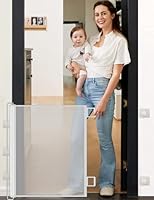 Treppenschutzgitter, Ausziehbares Sicherheitsgitter Bis 110 cm Breite und 78 cm Hoch Ohne Bohren oder Schrauben für Baby Hund Katze Tür Treppe Innen Außen Weiß Treppenschutzgitter Ohne Bohren