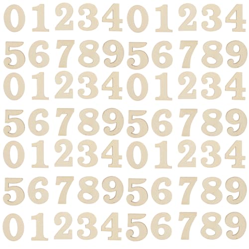 Lot de 100 Numéro en Bois, Lettres en Bois et Chiffre 3cm Idéal Pour Horloge Et Bricolage Décoration Artisanale Romains 0 à 9 Kit de bricolage pour travaux...